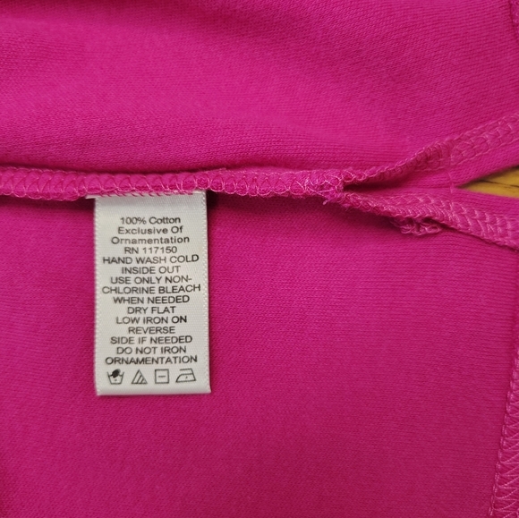 Quacker Factory women's casual blouse, 100% cotton, size L, pink, rhinestone. - Picture 11 of 11